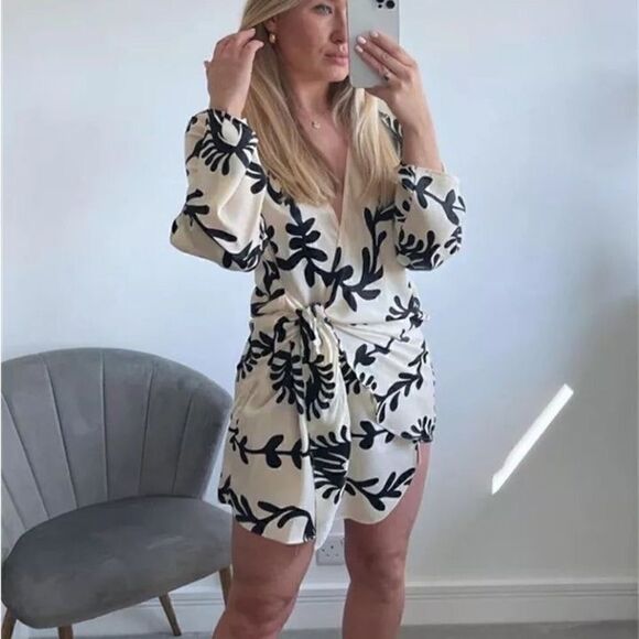 ZARA SATIN EFFECT PRINT DRESS - Picture 3 of 4